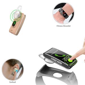 2 In 1 Fitness Tracker Earbuds With Steel Band 1
