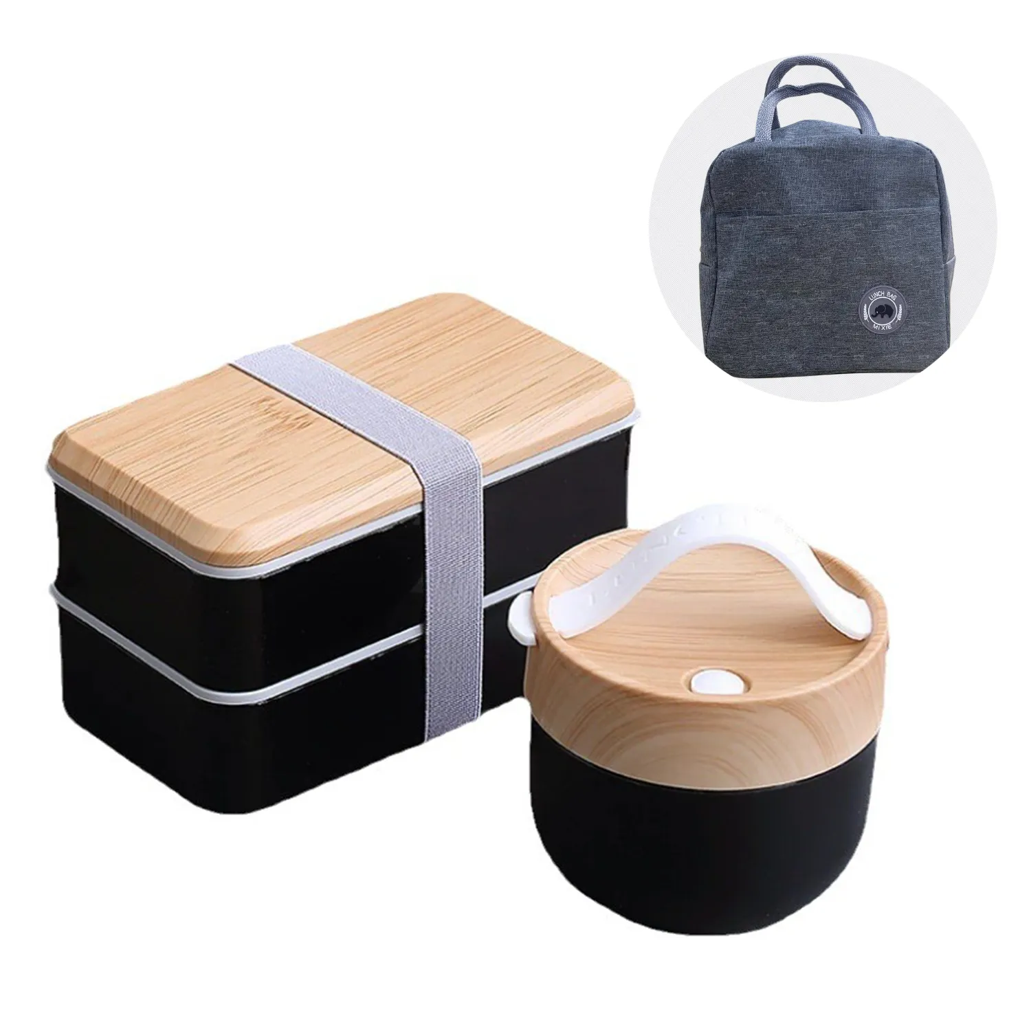 Double Sealed Bento Box With Soup Bowl And Insulated Bag 2