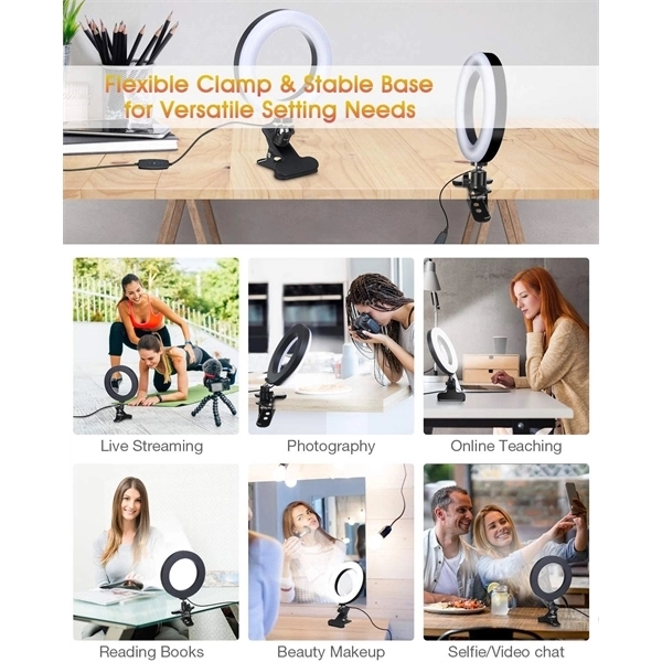 6" Selfie Ring Light with Clamp Mount 2