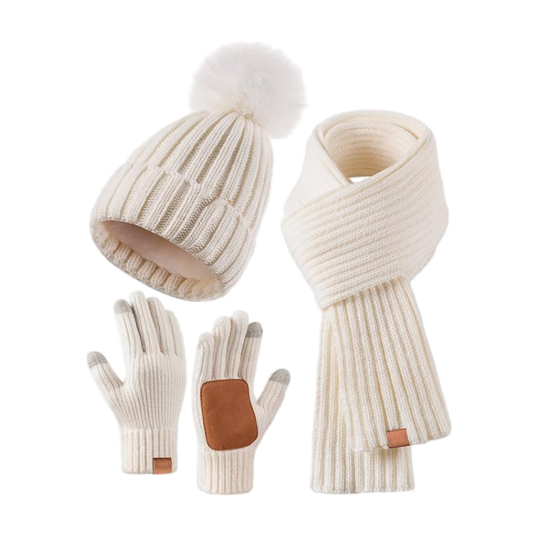 Polyester Adult Hat, Scarf, Gloves Three Piece Set 2