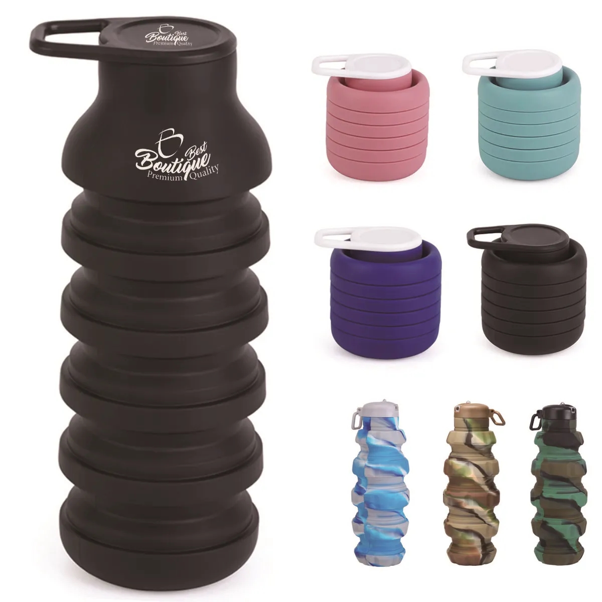 Foldable Silicone Reusable Portable Lightweight Water Bottle 4