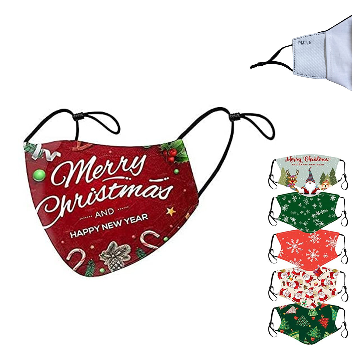 Christmas Washable Face Covering with Filters 3