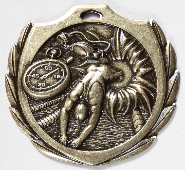 Swimming Burst Medal 2 1/4" 2