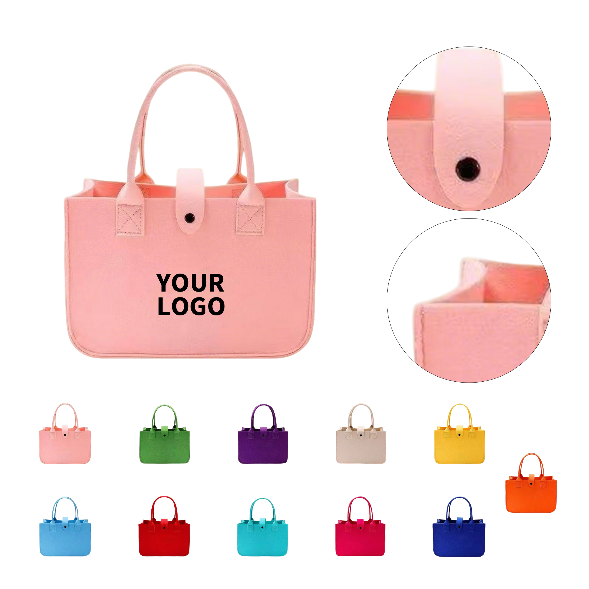 Structured Felt Utility Tote With Buckle Closure 16