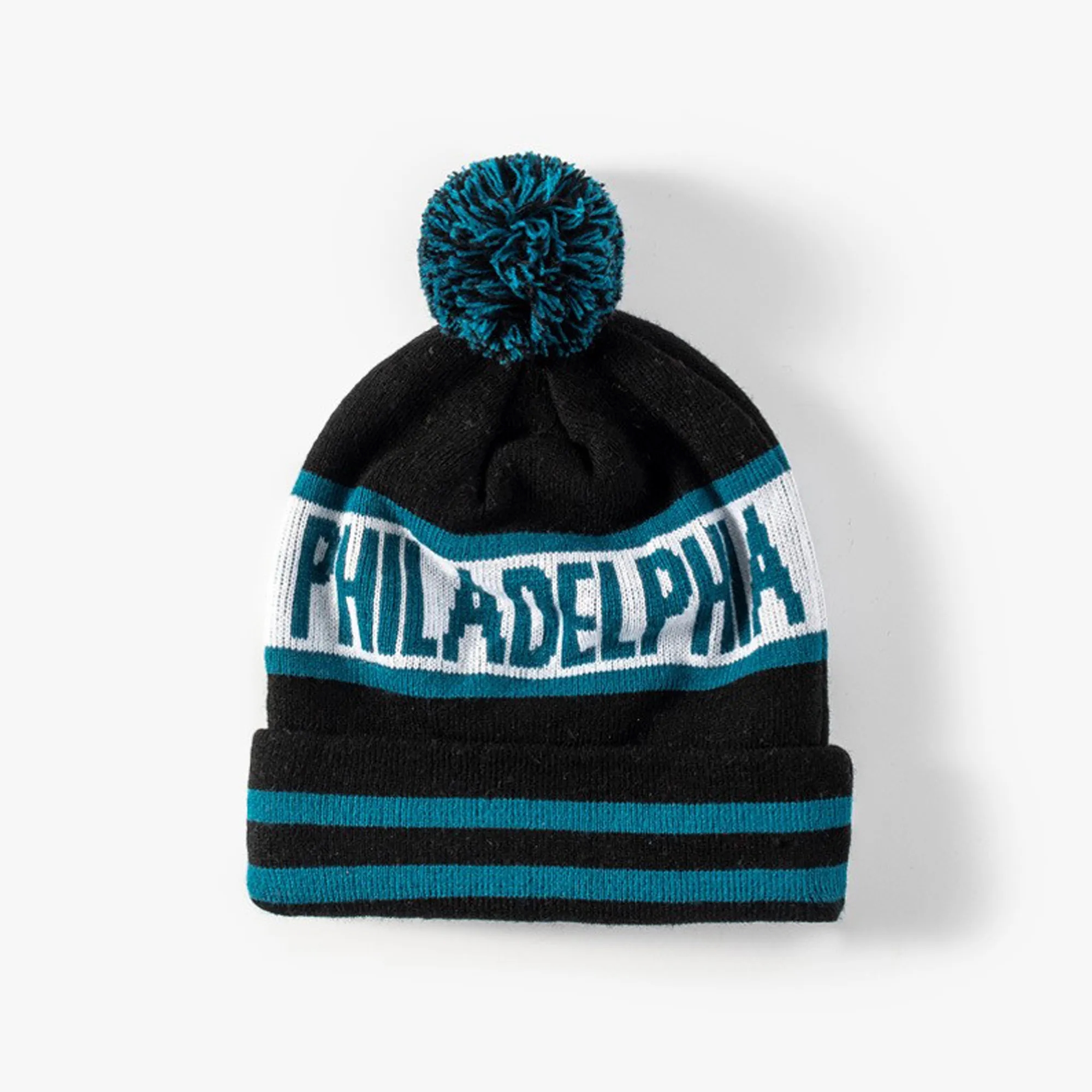 Pom Embroidered Knitted Beanie 2