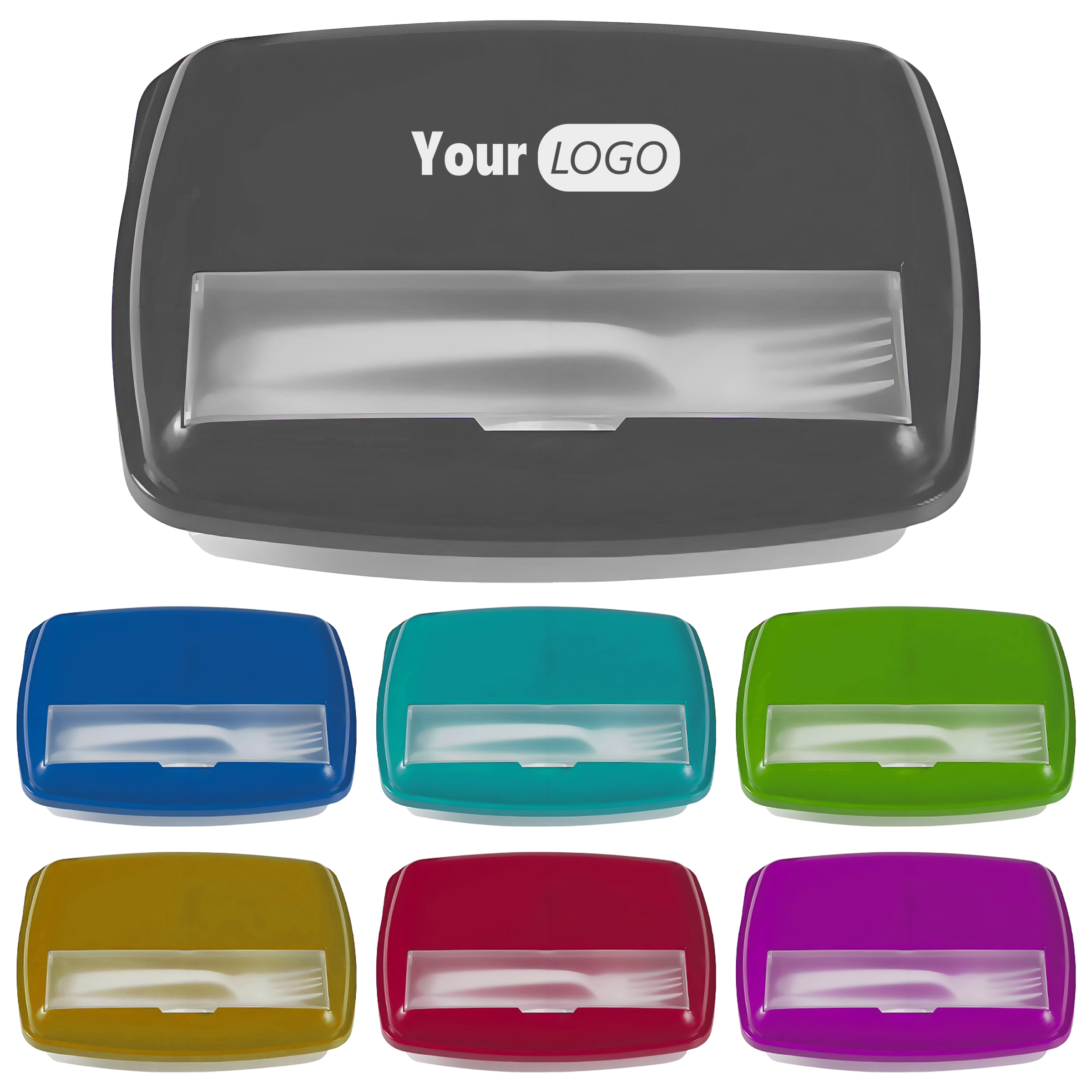 Plastic Portable Lunch Box With Utensil Compartment 3