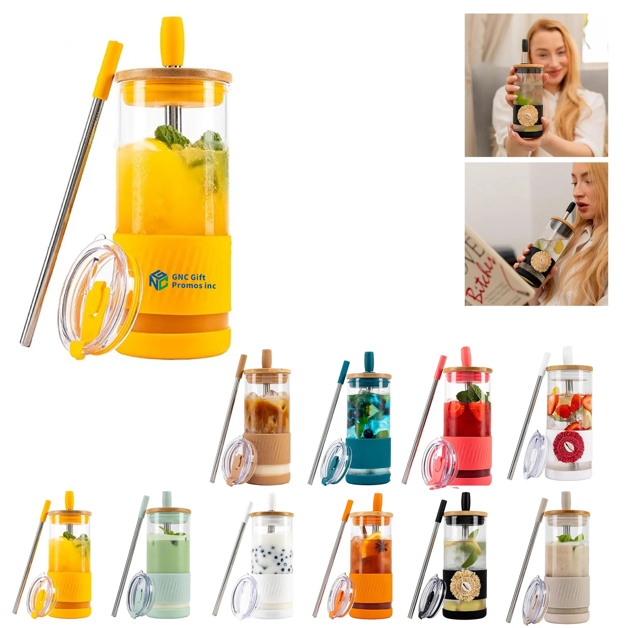 Glass Cups With Lids and Straws 3