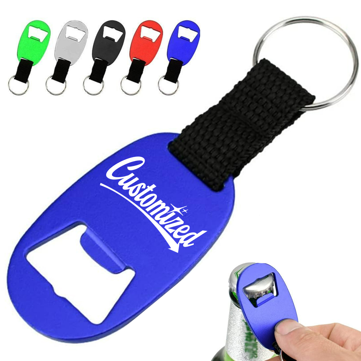 Aluminum Bottle Opener Keychain with Nylon Strap 5