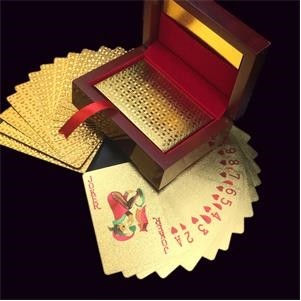PET 24K Gold Metal Poker Playing Card with Wooden Box 1