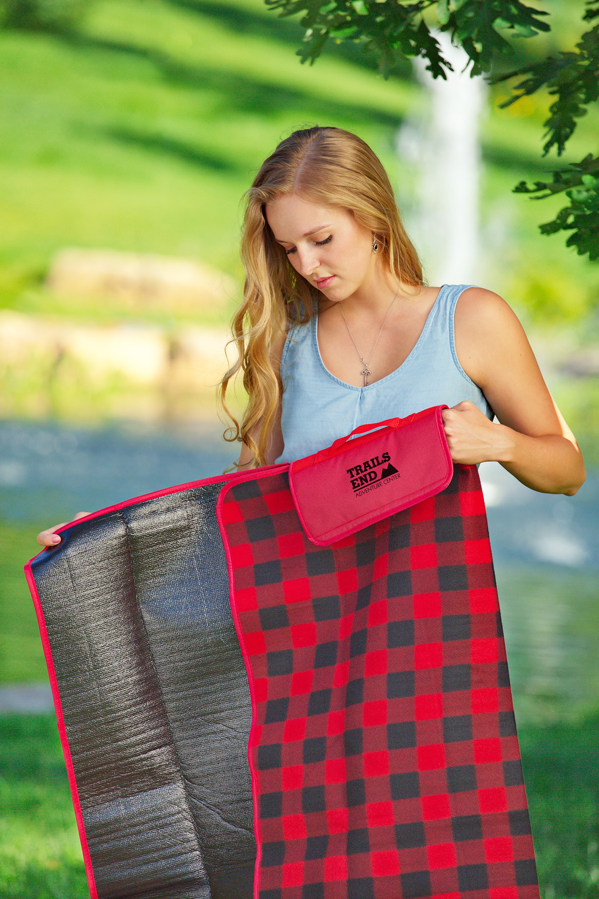 Plaid Barrel Fleece Picnic Blanket 33