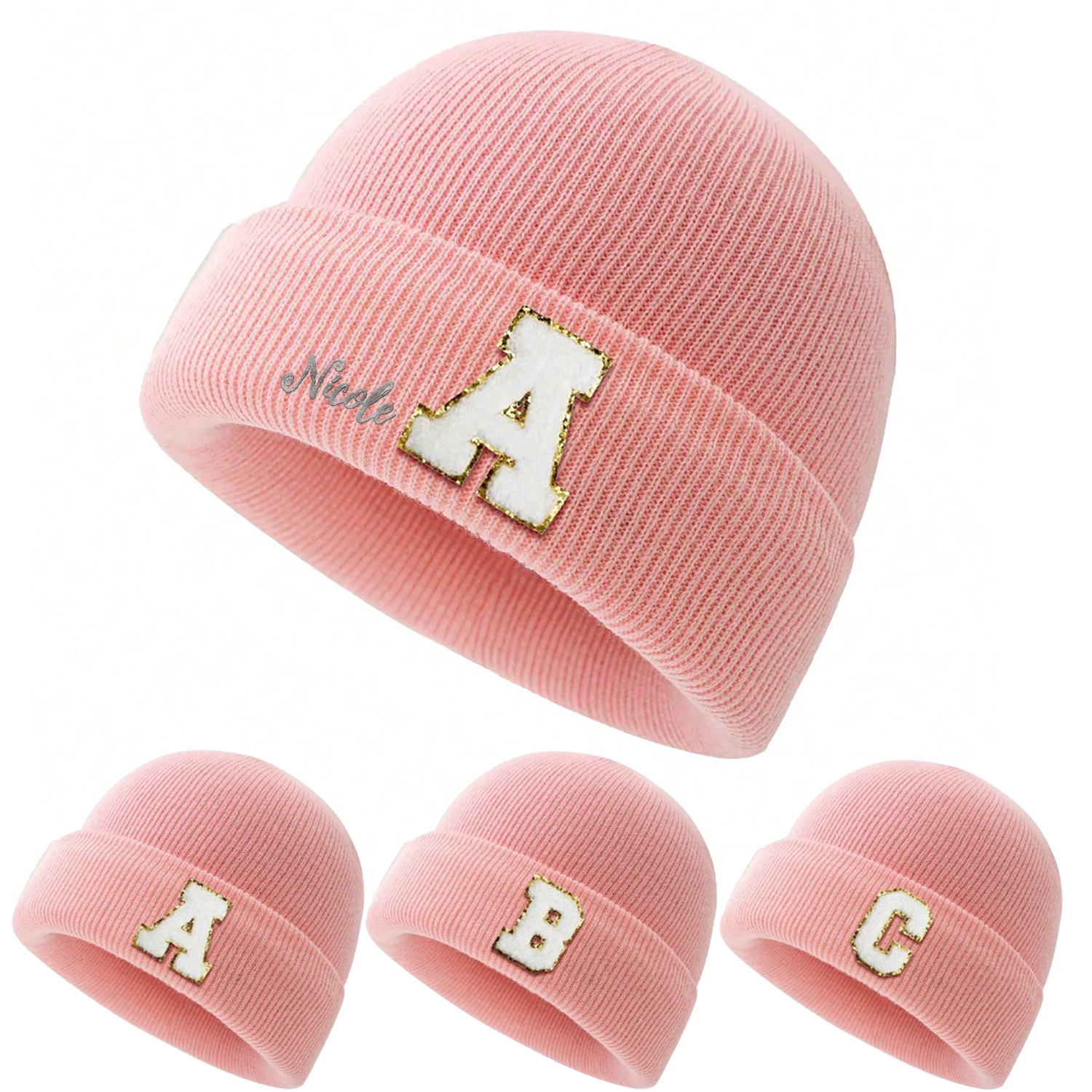 Warm Winter Kids' Beanie W/ Letter Design 9