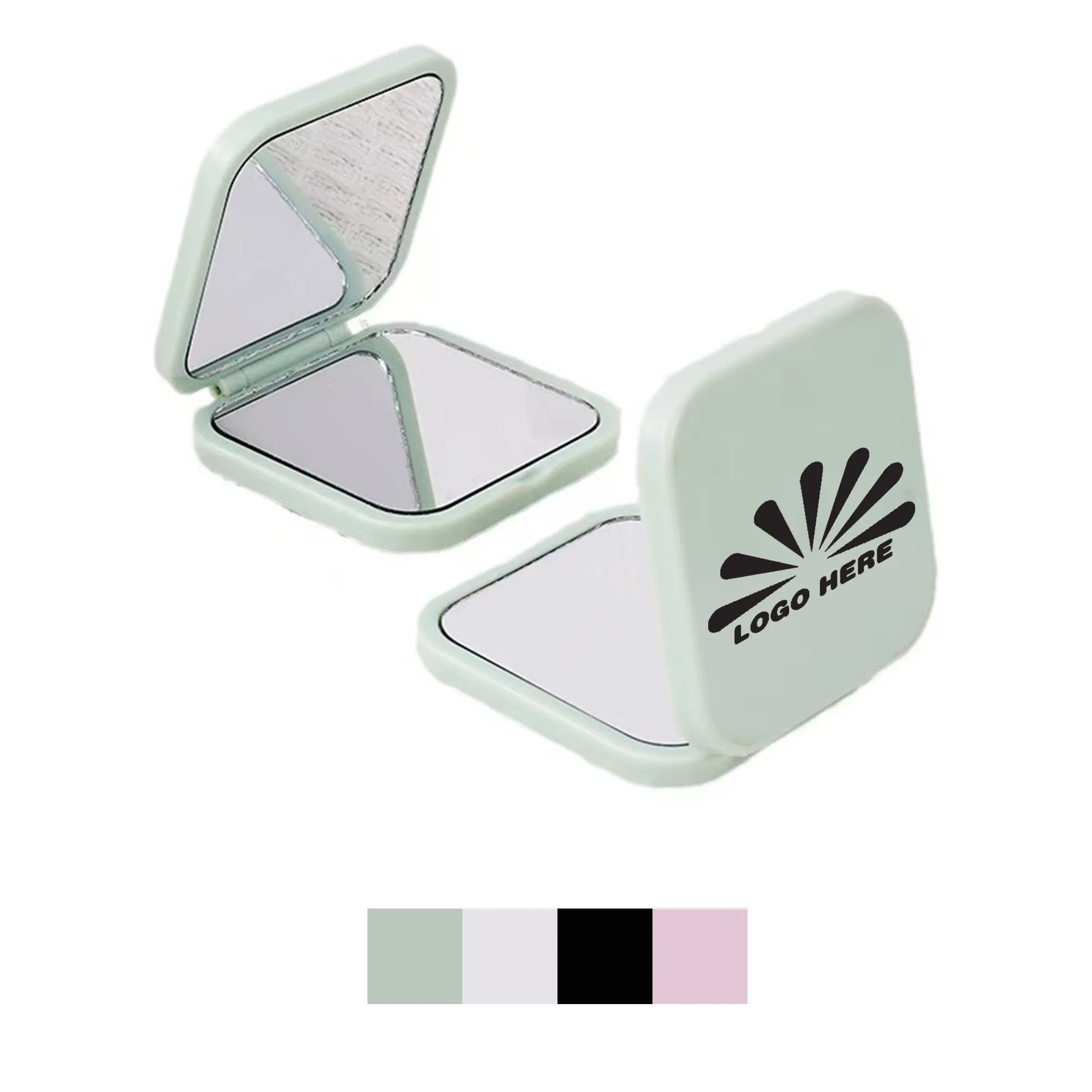 Portable Flip Makeup Mirror With Customizable Logo