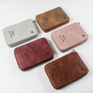 PU Leather Zipper Travel RFID Blocking Passport Case 2