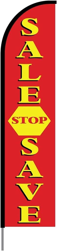Sale Stop Save Feather Flag Swooper Banner Pole Kit Outdoor Business Sign Display, 15ft - RED 5