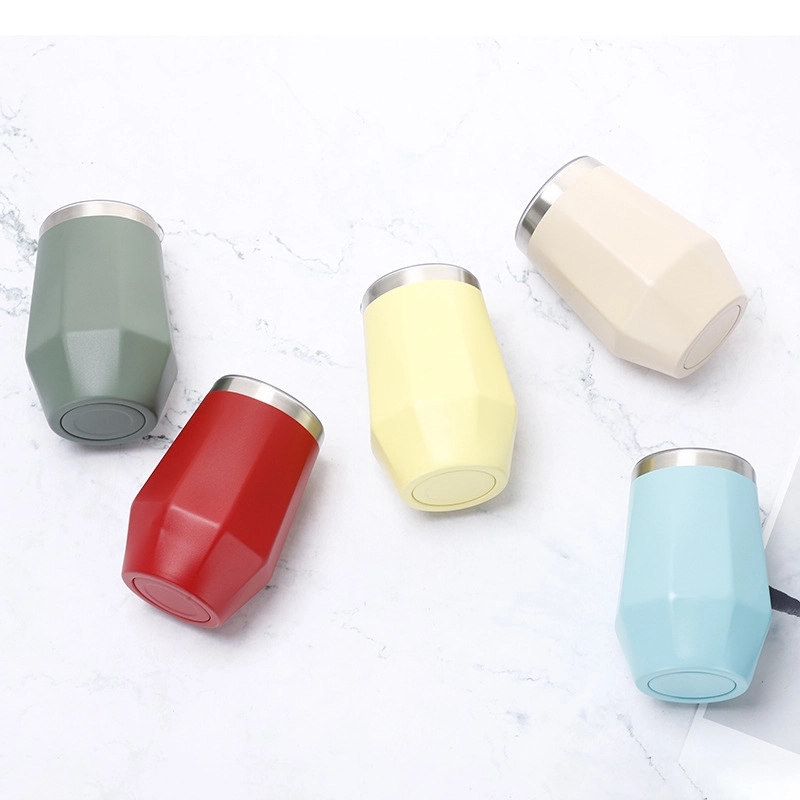 12 oz Diamond Shape Stainless Steel Stemless Wine Glasses 22
