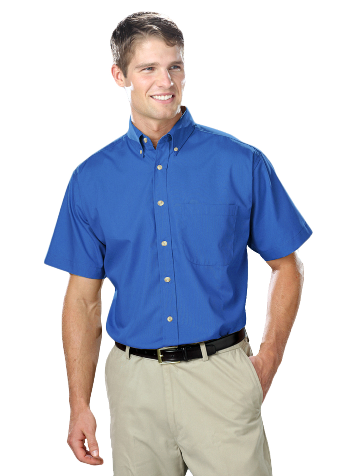 Blue Generation - Men's 1-Pocket Short Sleeve Superblend Poplin Shirt 19