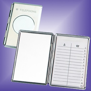 CHROME PLATED TELEPHONE ADDRESS BOOK COMPACT 1