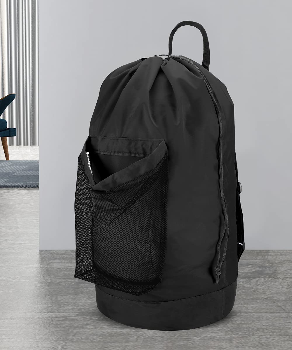Laundry Bag with Shoulder Straps and Mesh Pocket Durable 5