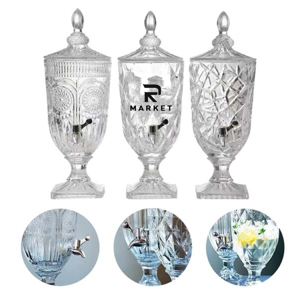 Clear Hammered Glass Jug Beverage Dispensers 3