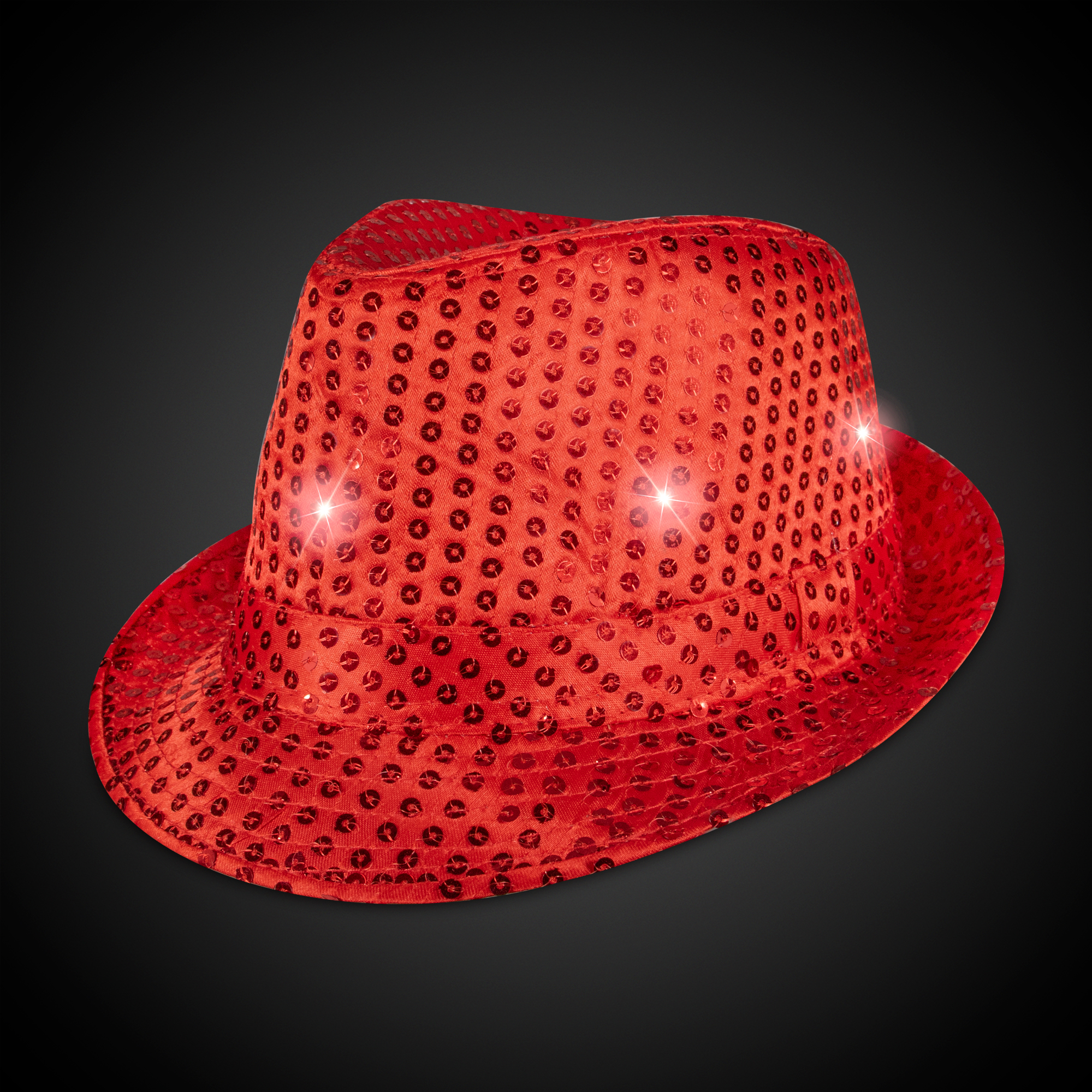 Red Sequin LED Fedora(w/white band) 2