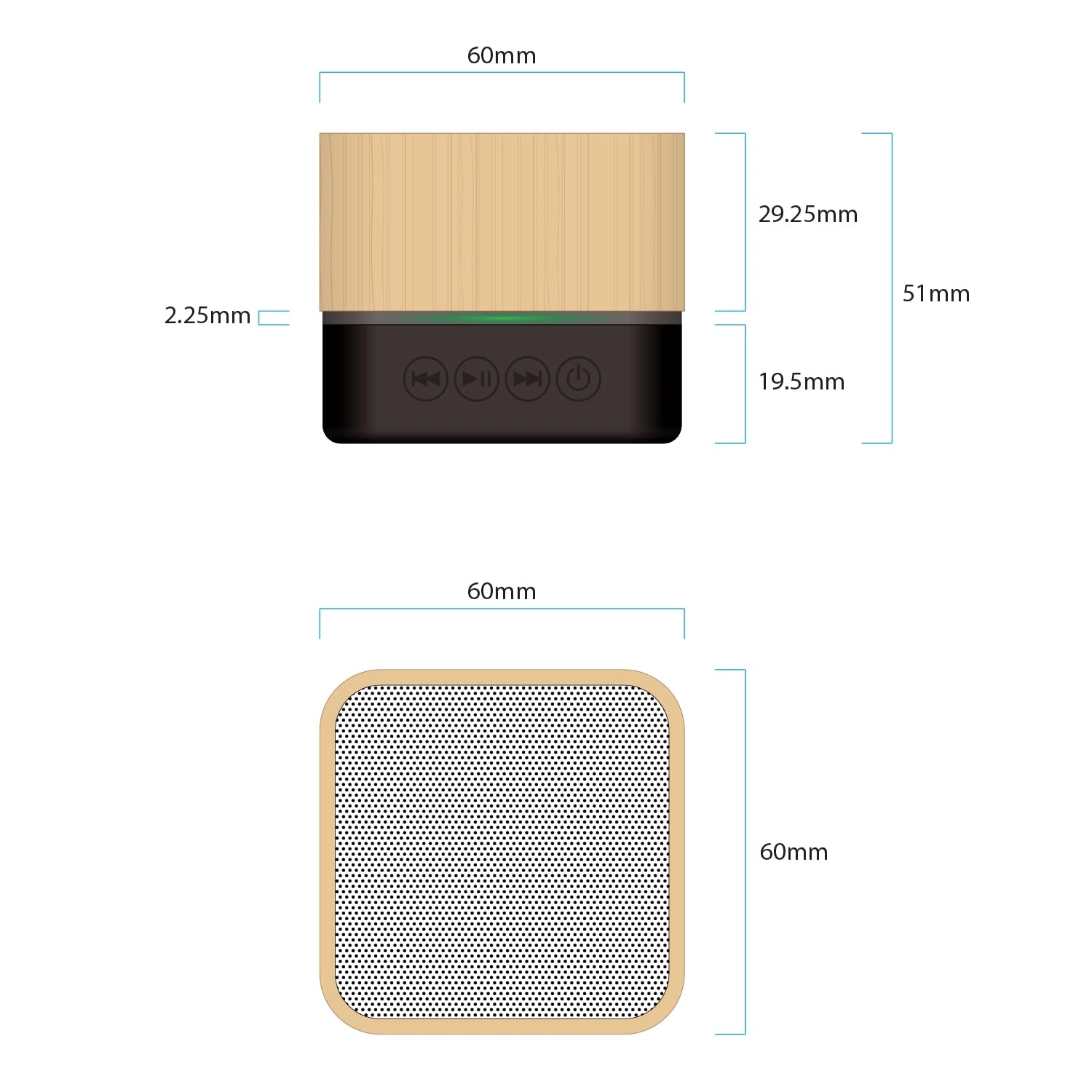Bamboo Square Mini Portable Speaker 3