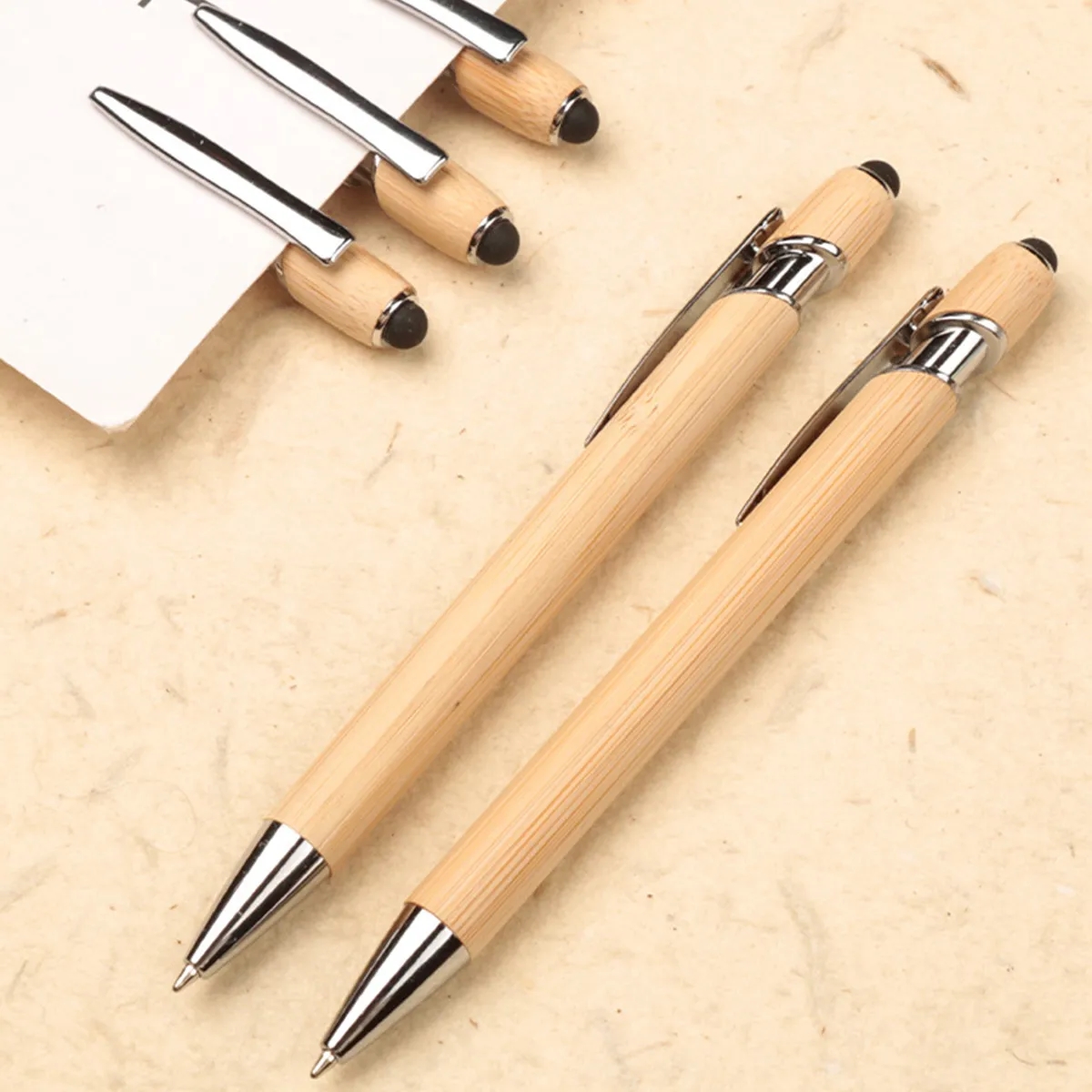 2 In 1 Bamboo Ballpoint Stylus Contact Pen Office Writing 6