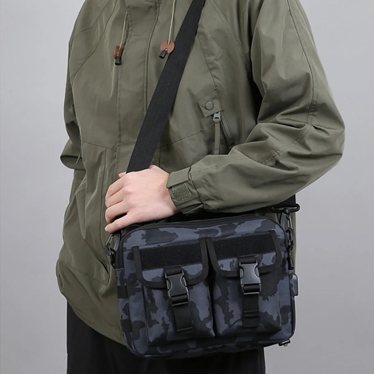 Durable Tactical Messenger Shoulder Bag W/ USB Charging Port 6