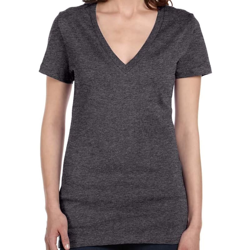 Bella Ladies Jersey Short-Sleeve Deep V-Neck T-Shirt 18