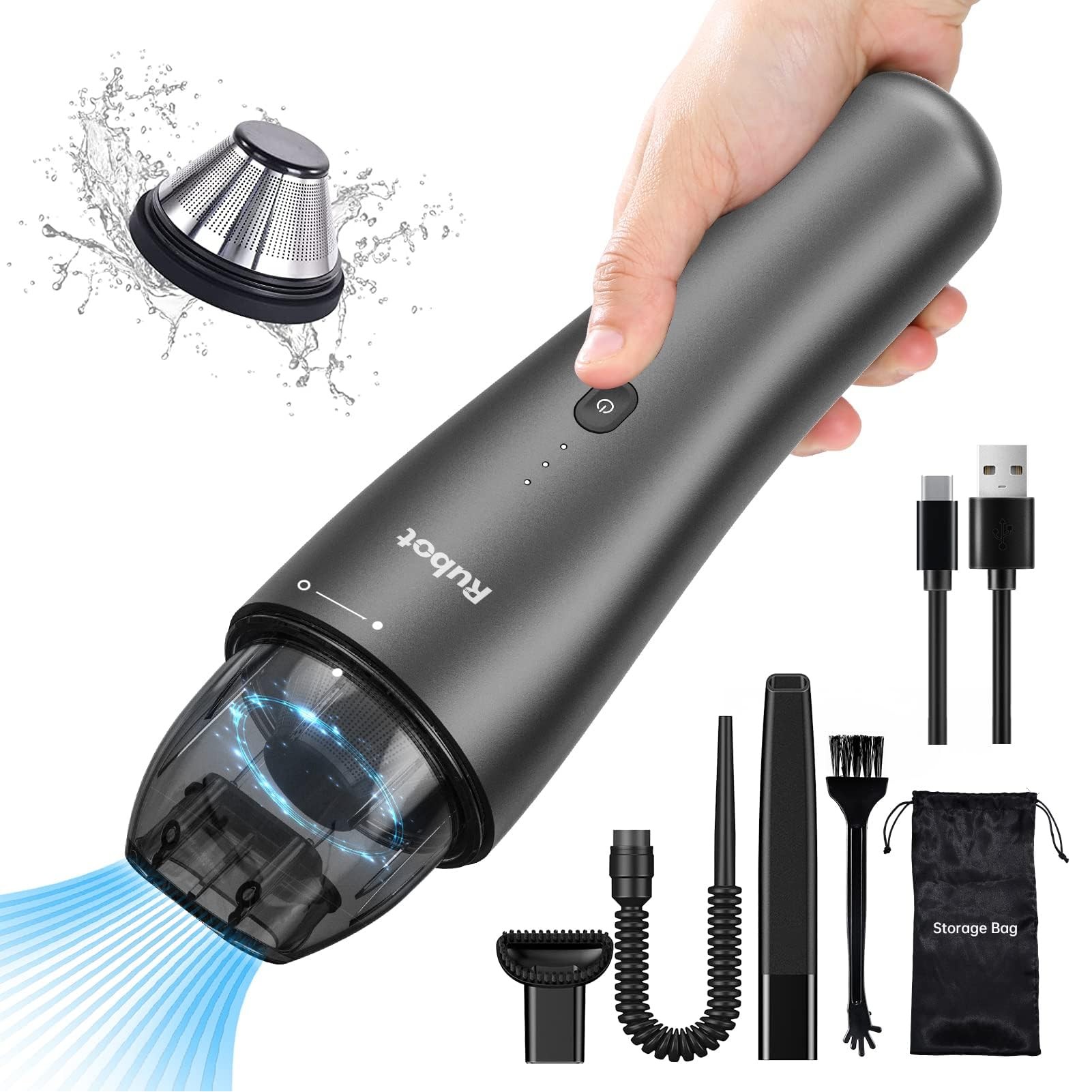 Car Vacuum Cleaner, Car Vacuum Portable Cordless, Mini Portable Handheld Vacuum Cleaner for Car Deta 1