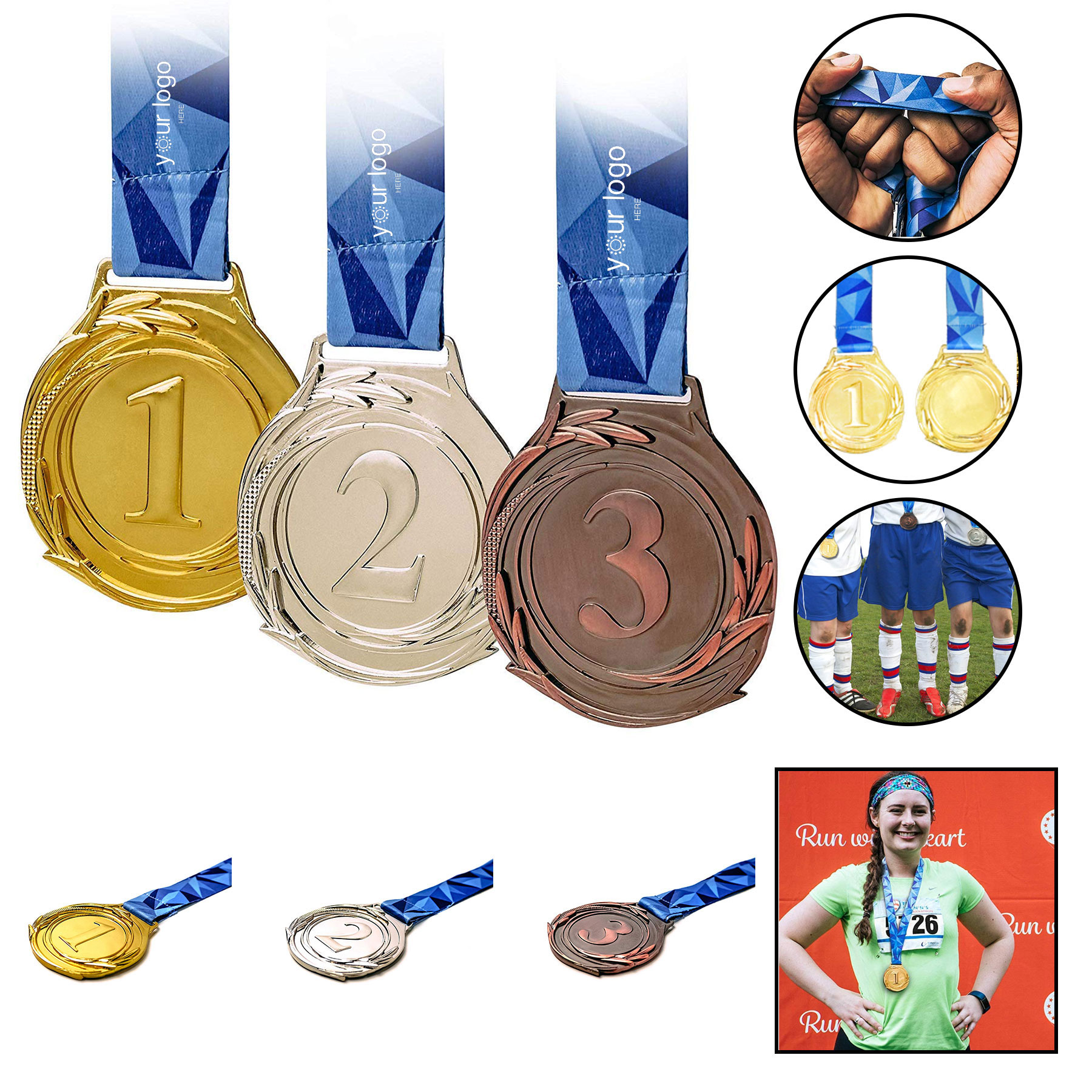 Gold Silver Bronze Award Medals With Lanyard 2