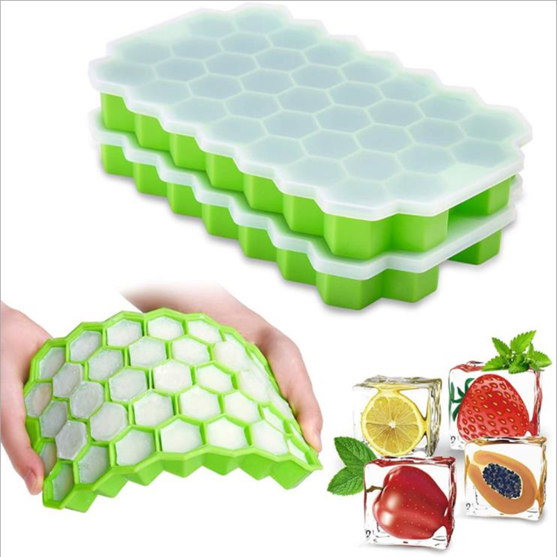 Silicone 37 Ice Cube Tray With Cover 2