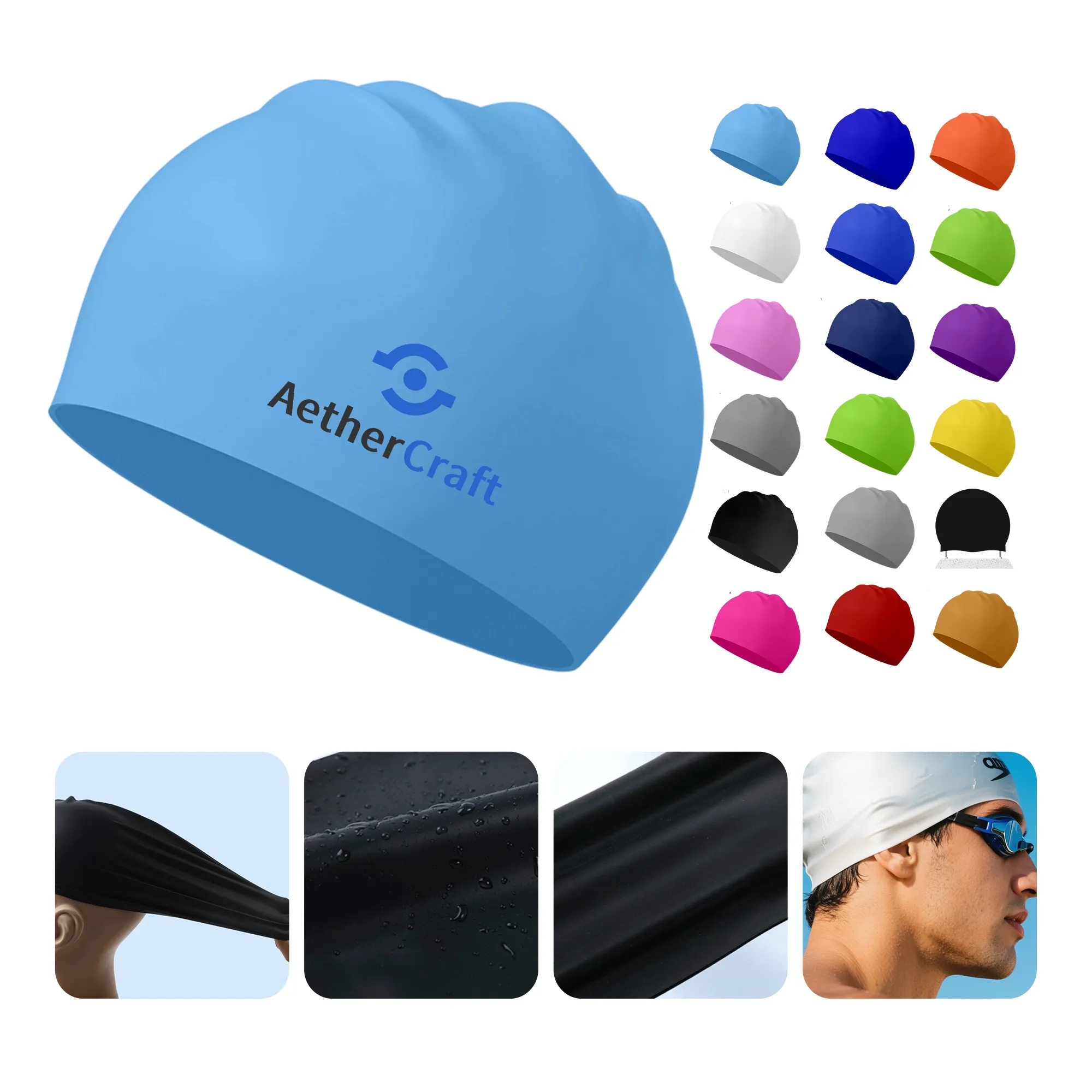High-Elastic Comfortable Silicone Swim Cap 15