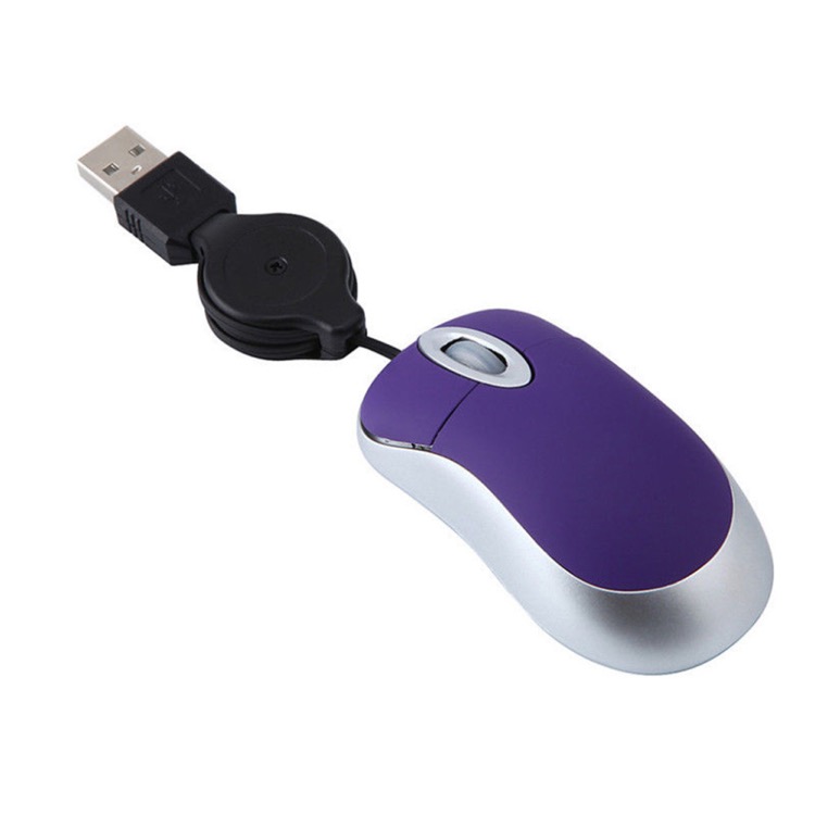 Mini Travel USB Optical Mouse / Retractable Cable 12
