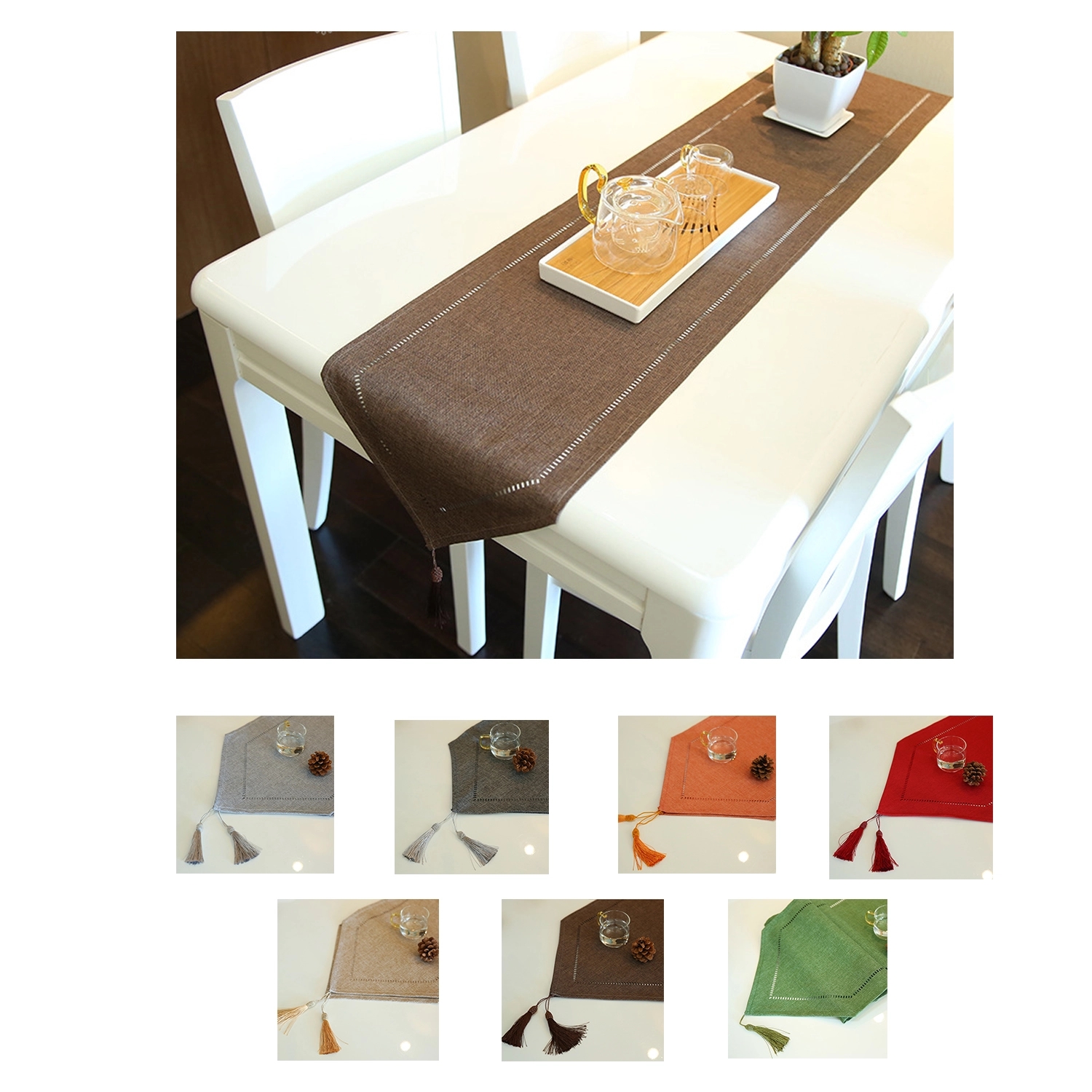 Homes Cotton Linen Table Runner Machine Washable 2