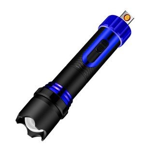 Alloy 4 In 1 Lighter With Flashlight Dual Electric Arc Jet Fire 26