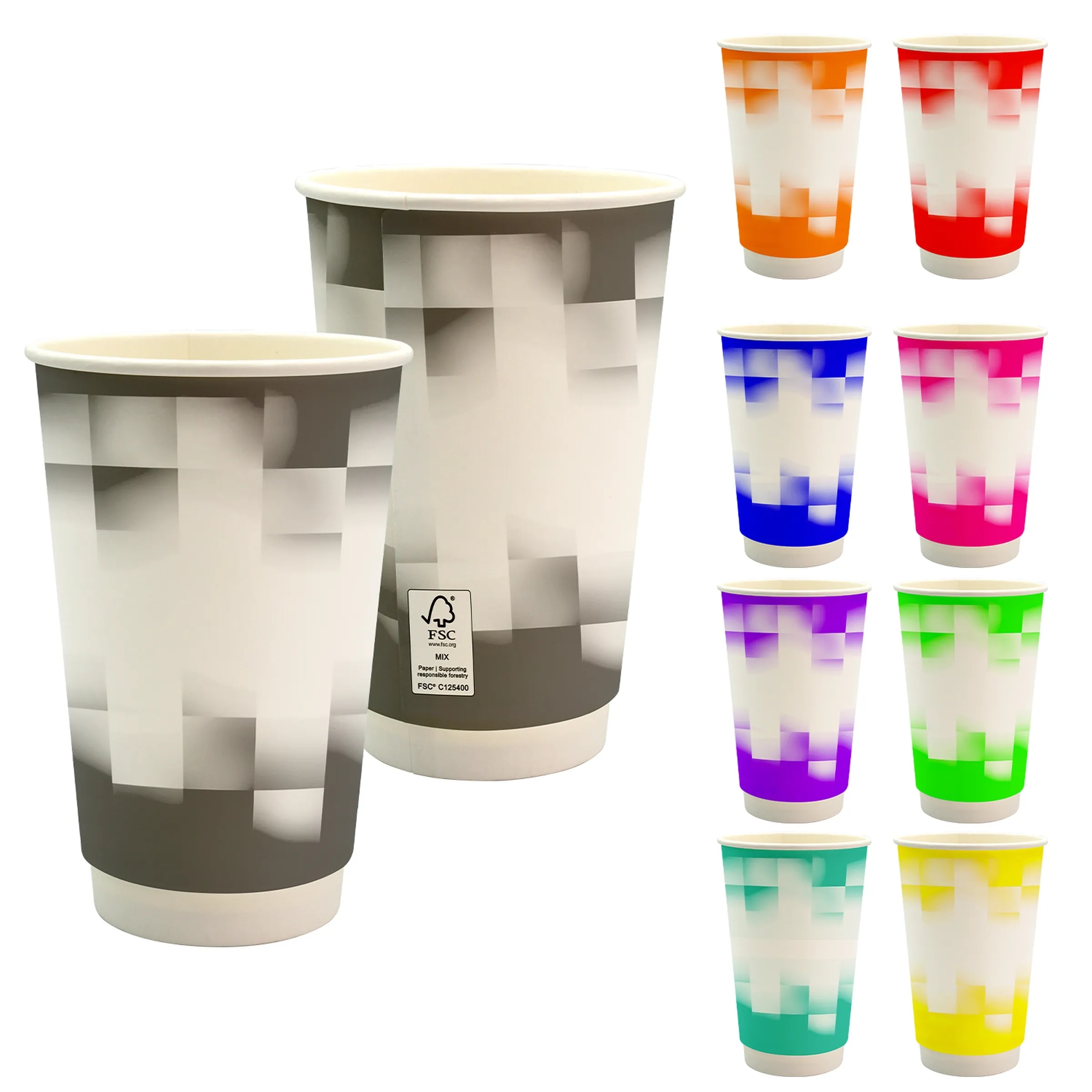 16 oz. Full Color Shaded Checkers Paper Cup 3