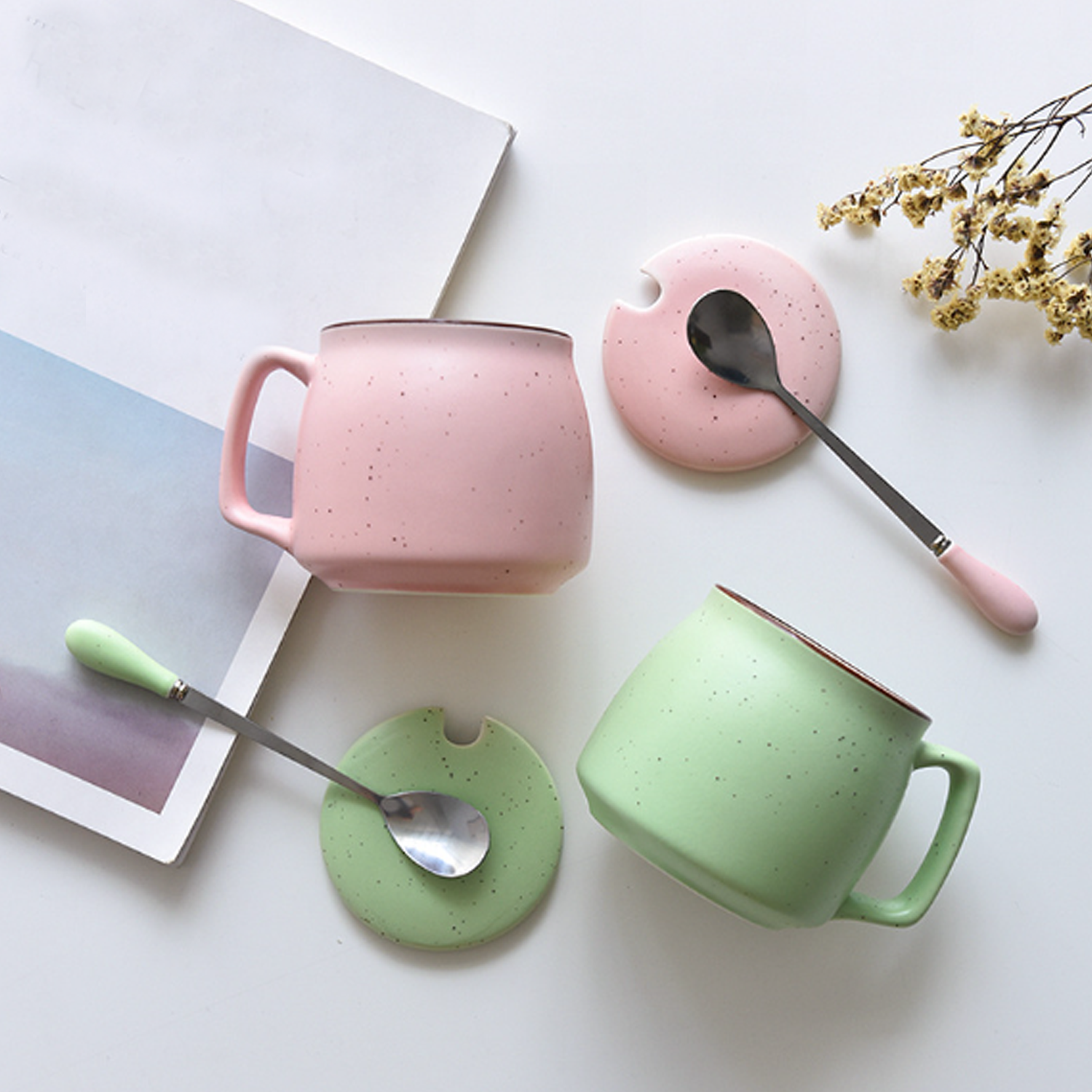 12oz Spill Resistant Ceramic Mug w/ Spoon 7