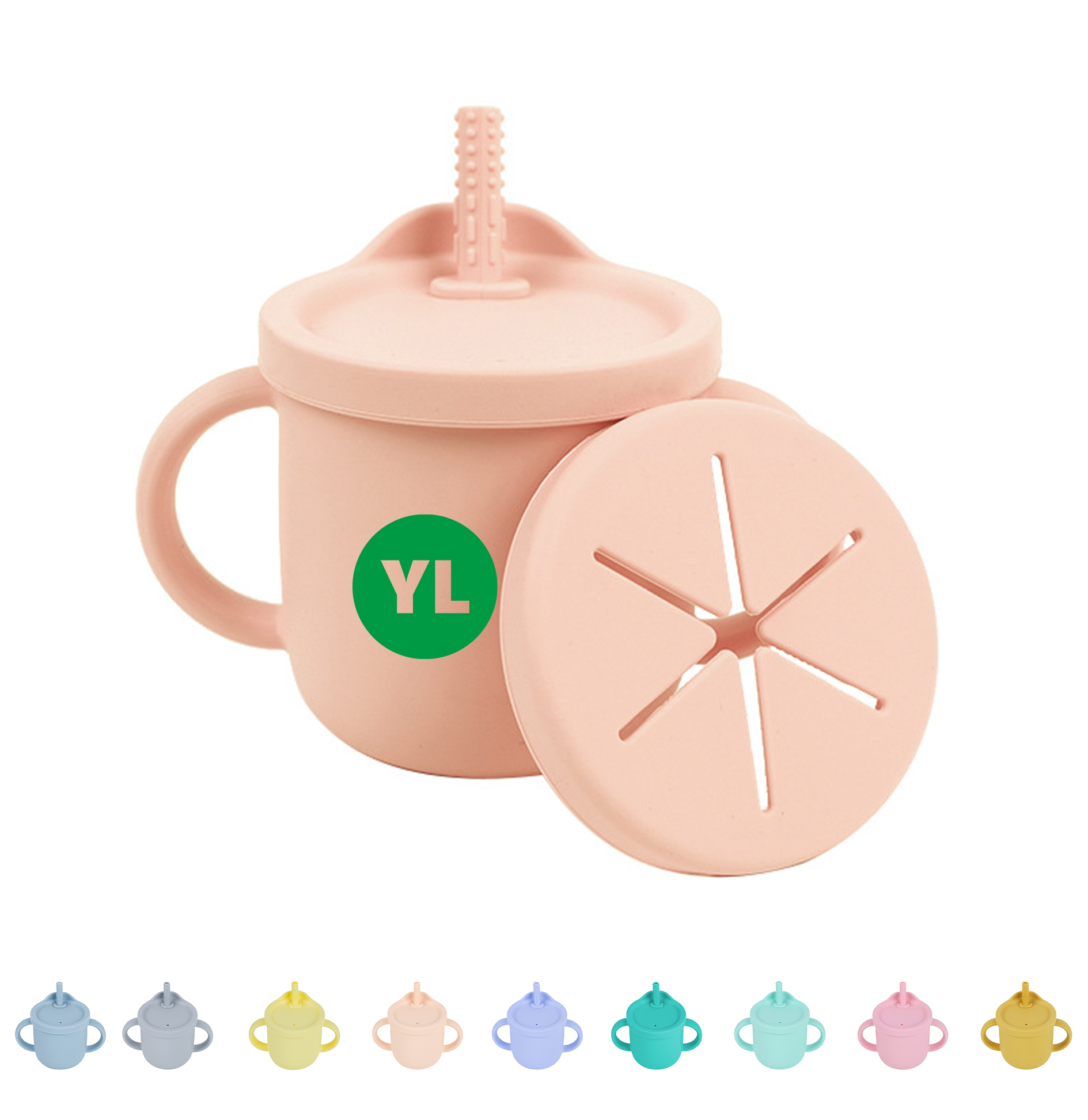 Silicone Toddler Straw Cup with Snack Compartment 2