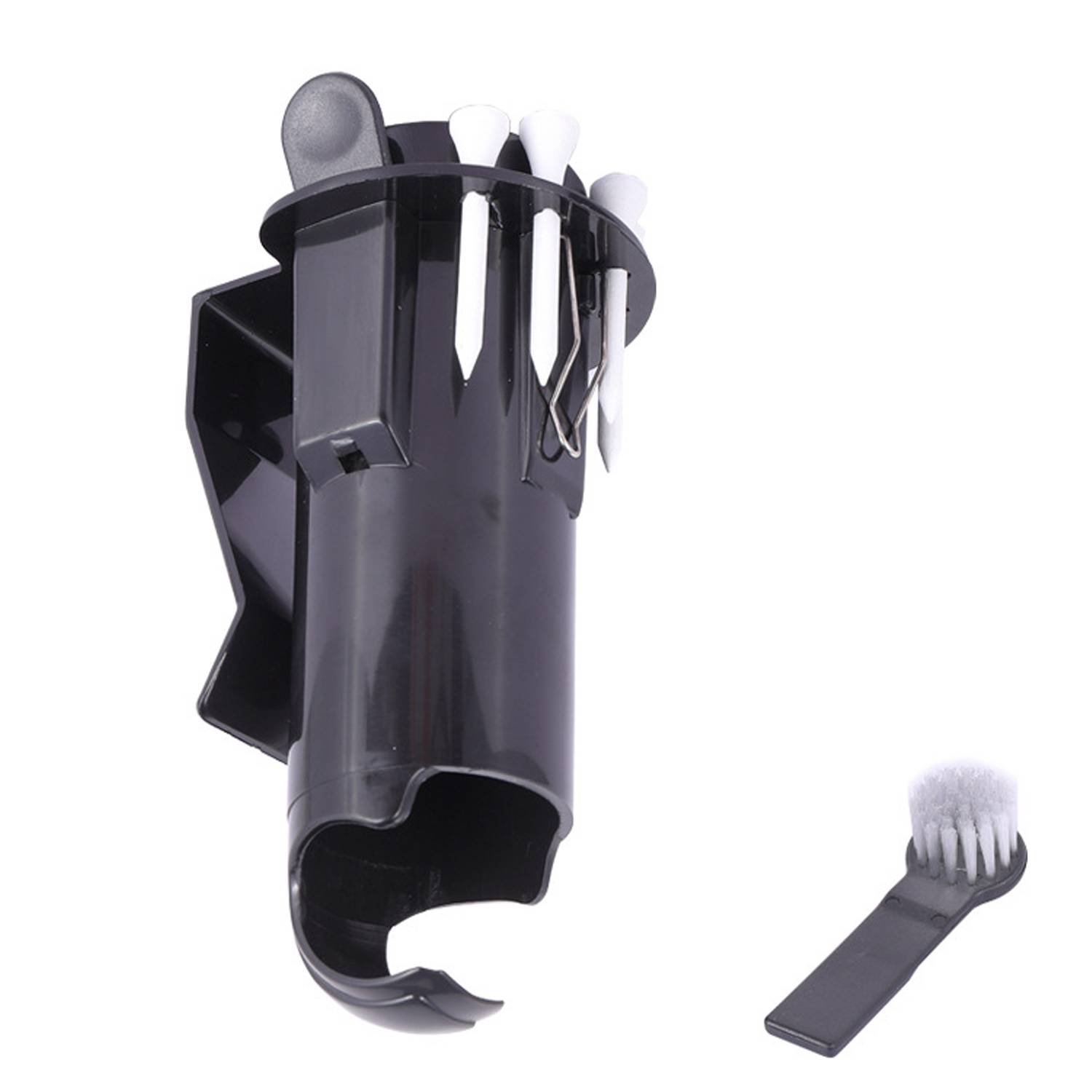 3 in 1 ABS 3-Ball Golf Holder w/ Tees Nylon Brush 3