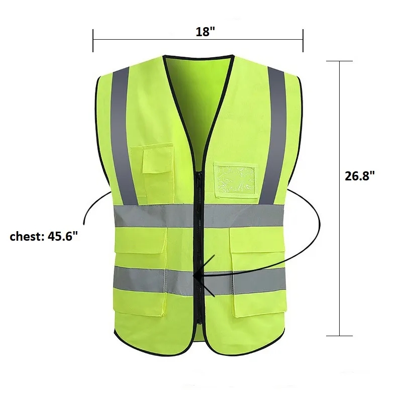 High  Reflective Visibility Vest with Pockets and Zipper 6