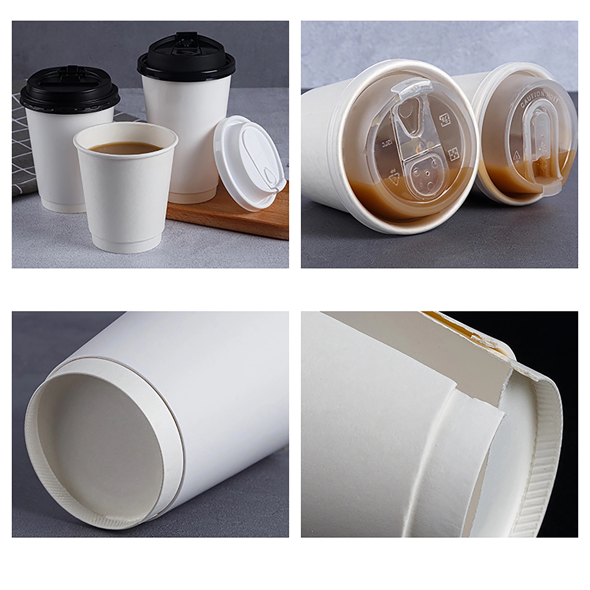 16 Oz Disposable Paper Sleeve Coffee Cups With Lid 3