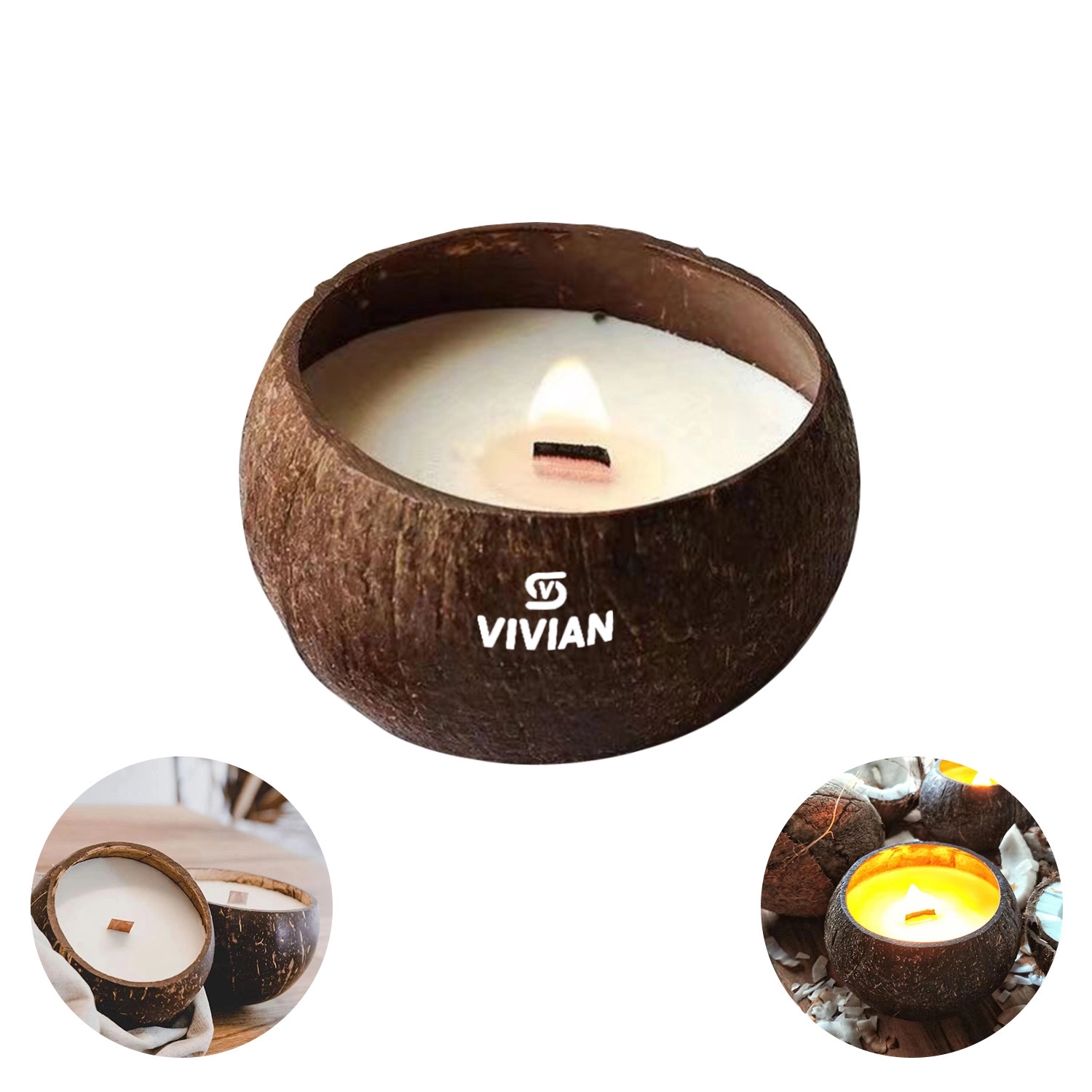 15 Oz. Soy Wax Scented Candle In Natrual Coconut Shell 2