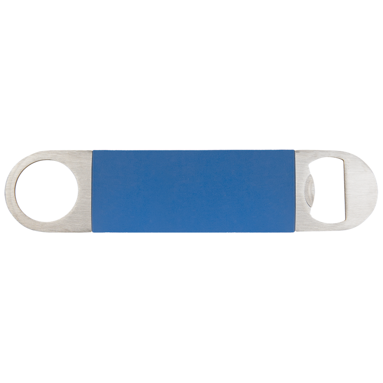 1 1/2" x 7" Blue/White Bottle Opener with Silicone Grip 2