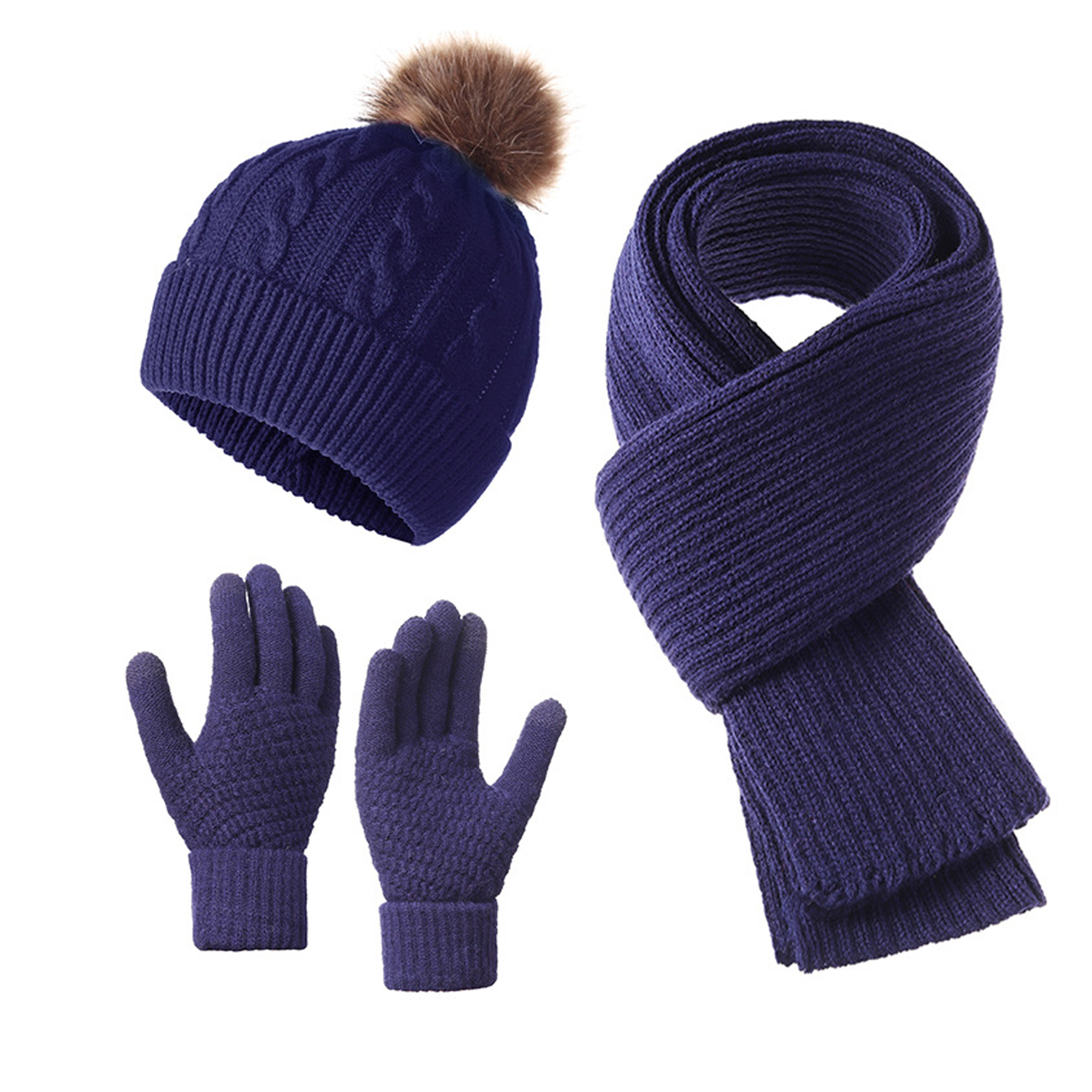 Warm Winter 3-Piece Set (Hat, Scarf, Gloves) MOQ 20 3