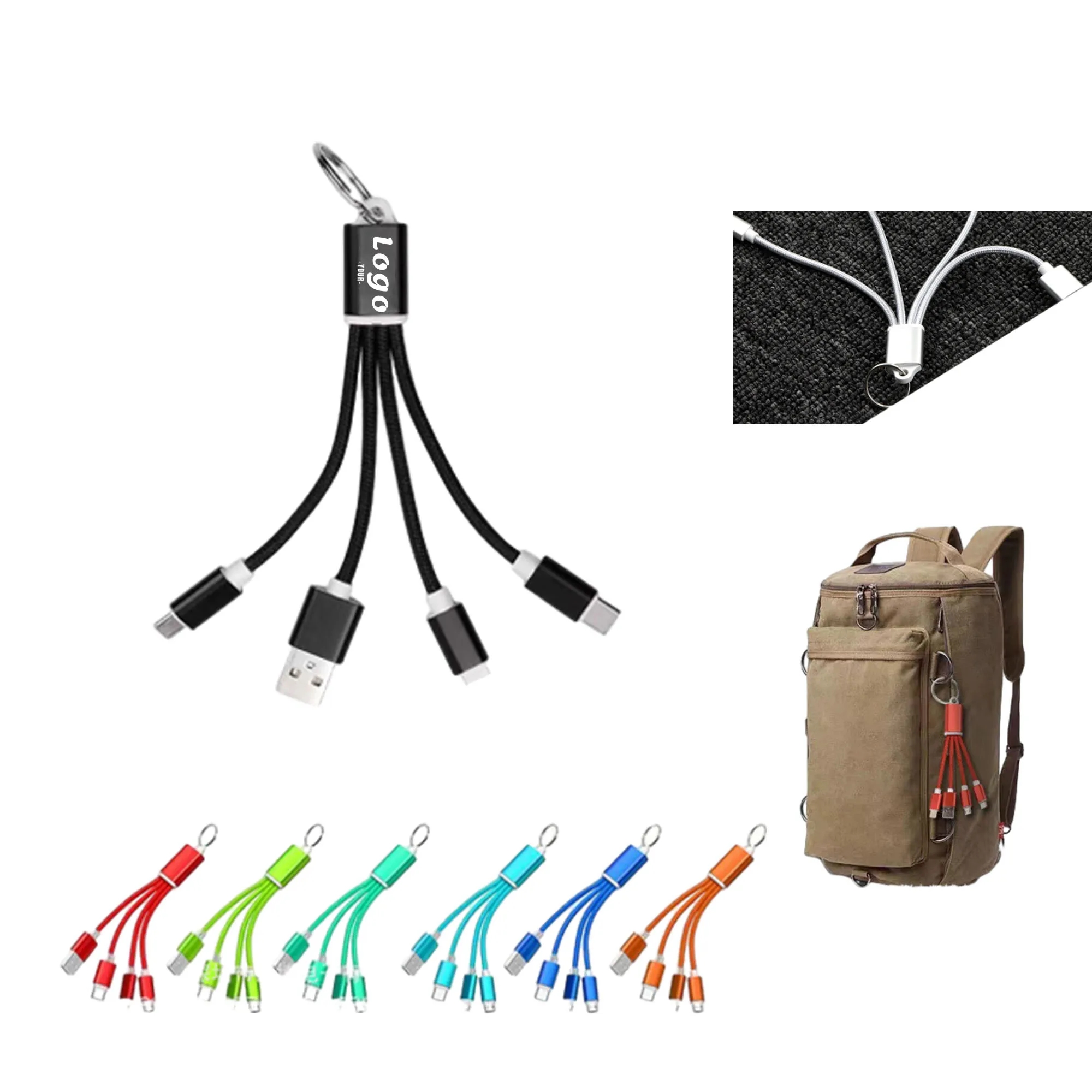 Multi 3-In-1 Charging Data Cable Key Chain 2