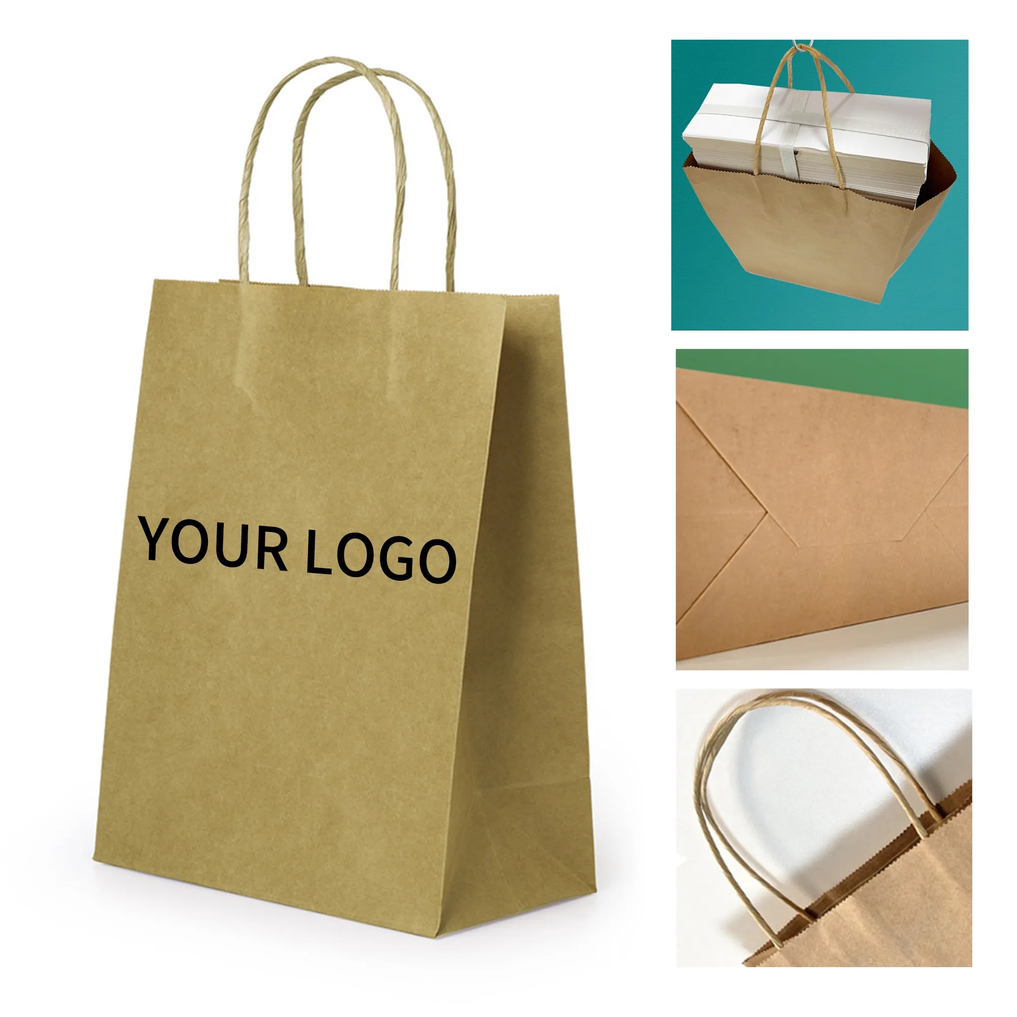 8.3 Inch Kraft Paper Tote Bag Lightweight Compact for Daily Use 1