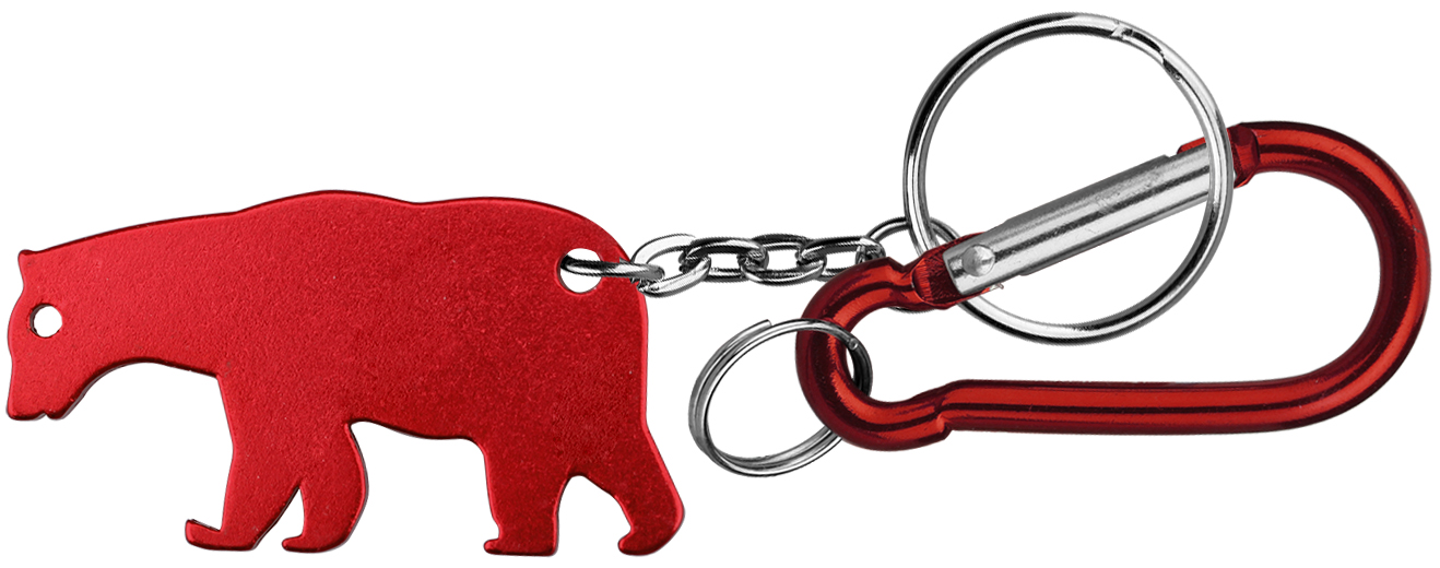 Bear shape bottle opener with key chain & carabineer 1