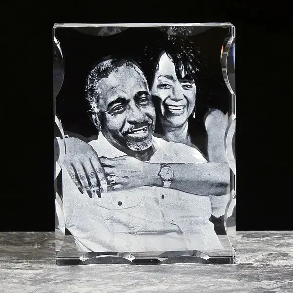 Engraved Photo Frame Crystal Block 2