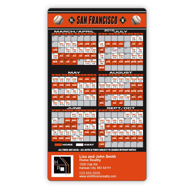 Magnet Sport Schedules - 4x7 Baseball Round Corners - 25 mil. 3