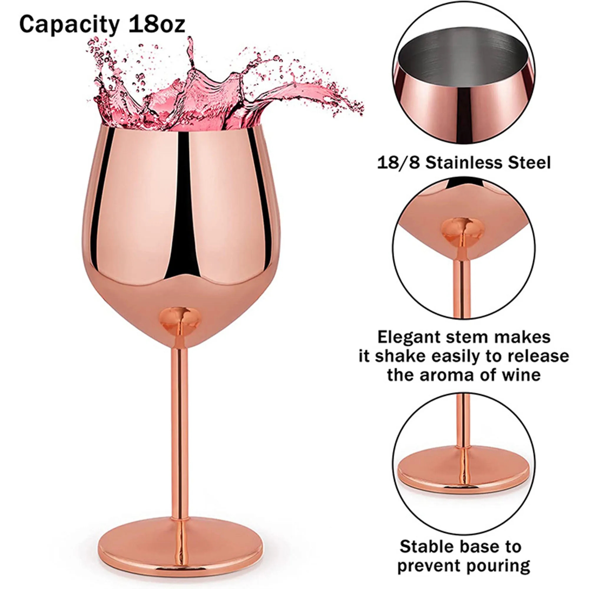 Elegant Unbreakable Stainless Steel Wine Goblet 3